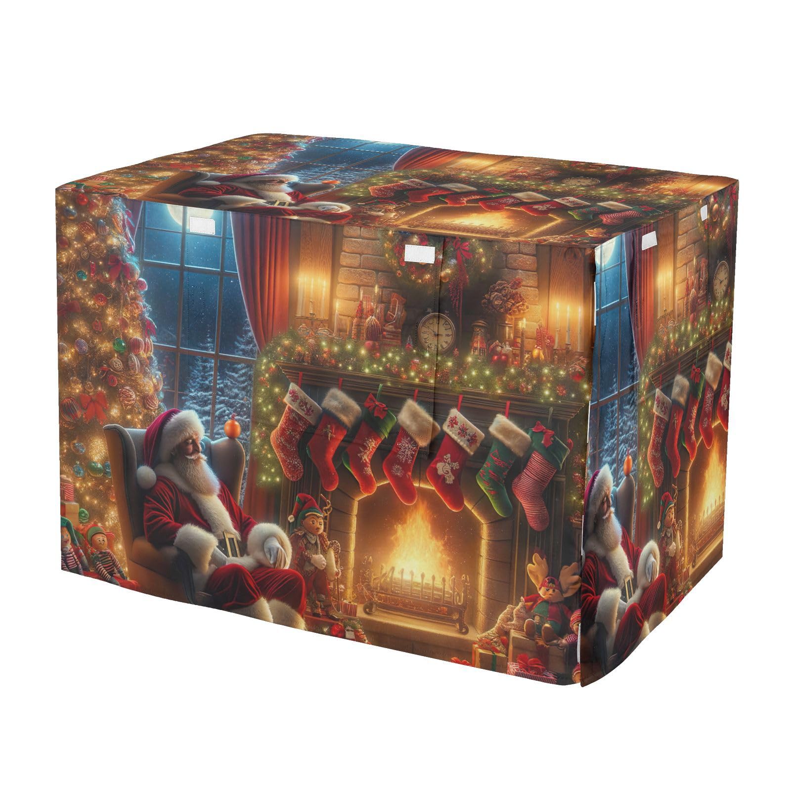 Santa Claus Christmas Tree Crate Cover with Mesh Windows Durable Dog Create Cover Medium