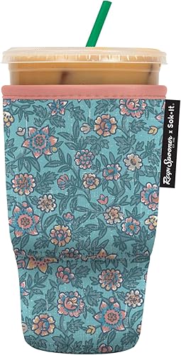 Sok It JavaSok Iced Coffee & Cold Soda Insulated Neoprene Cup Sleeve (Reyn Spooner Wild Flowers, Large: 30-32oz)