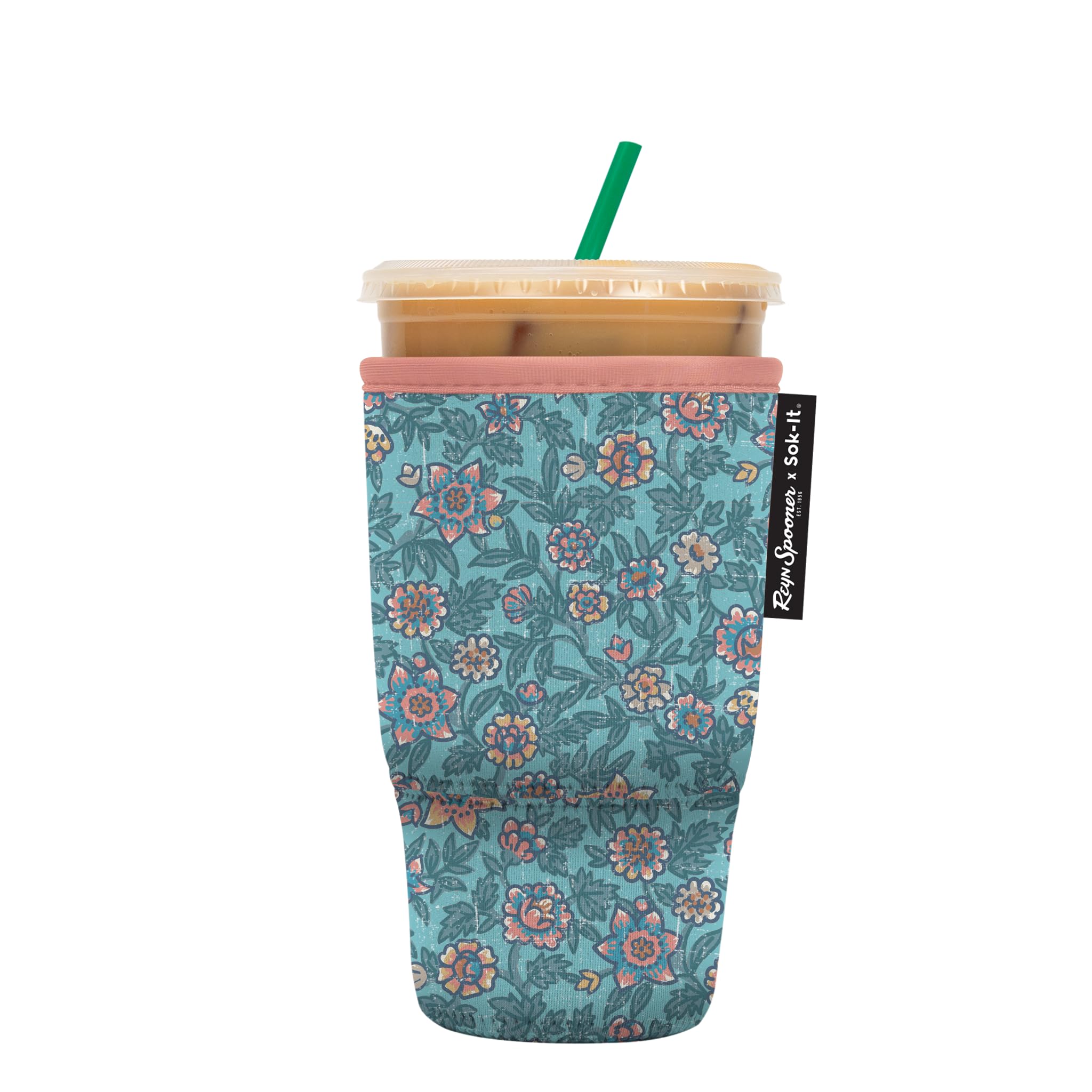Sok It JavaSok Iced Coffee &amp; Cold Soda Insulated Neoprene Cup Sleeve (Reyn Spooner Wild Flowers, Large: 30-32oz)
