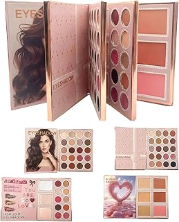 Makeup Book Palette Eye Shadow Blush Highlighter Lipstick Concealer Kit | Cosmetic Palette | Portable Face Makeup Book Kit With Matte Shimmer Colors | Beauty Contour Essentials | For Beginners Artist