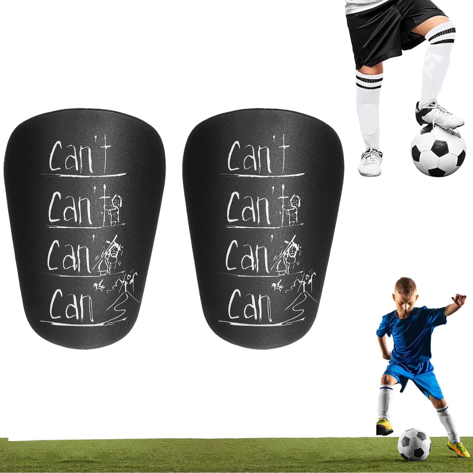 Shin Guards for Football, Lightweight Shin Pads for Football Kids Anti-Impact Football Shin Guards for Boys, Mini Football Kit Accessories, Black 1 Pair