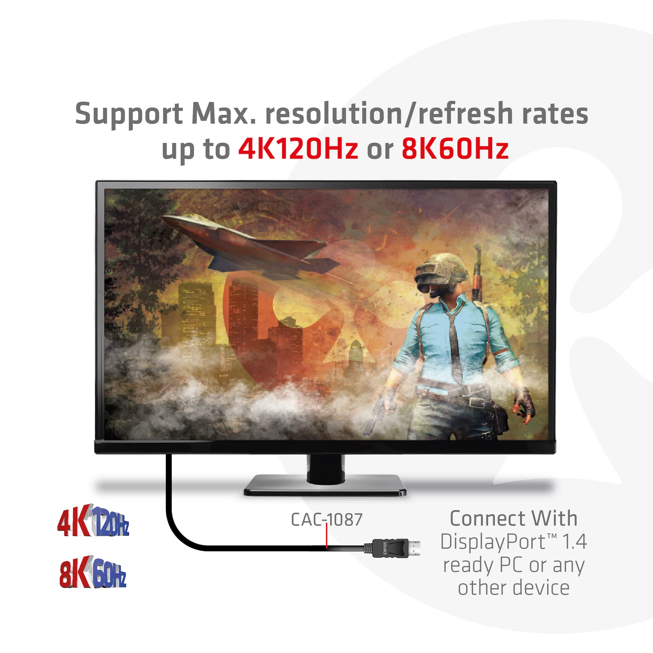 Club 3D DisplayPort 1.4 to HDMI 4K144Hz or 8K60Hz HDR10 cable 3m Kabel Digital/Display/Video 3 m