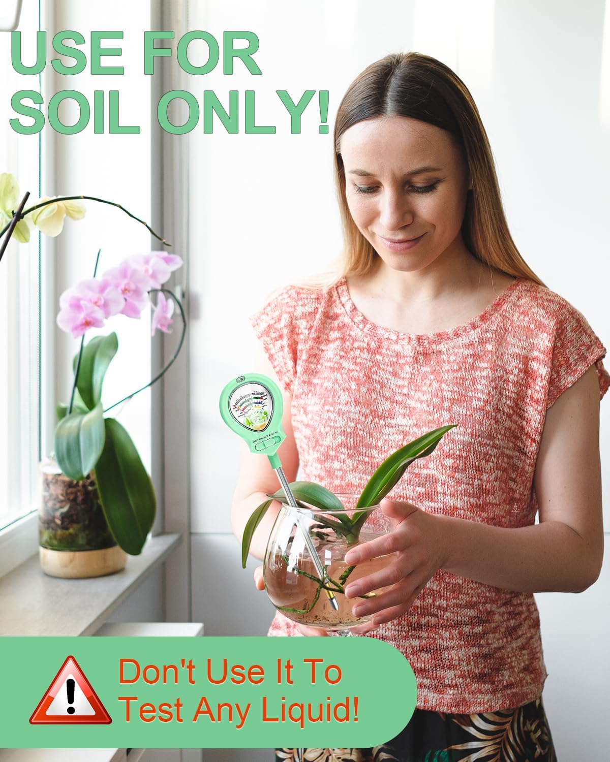 2024 Upgraded Soil Moisture Meter for Plants, Soil pH Meter, 4-in-1 Soil Tester for Light/Moisture/pH/Fertility, Plant Water Meter for Garden, Lawn, Greenhouse, Indoor & Outdoor