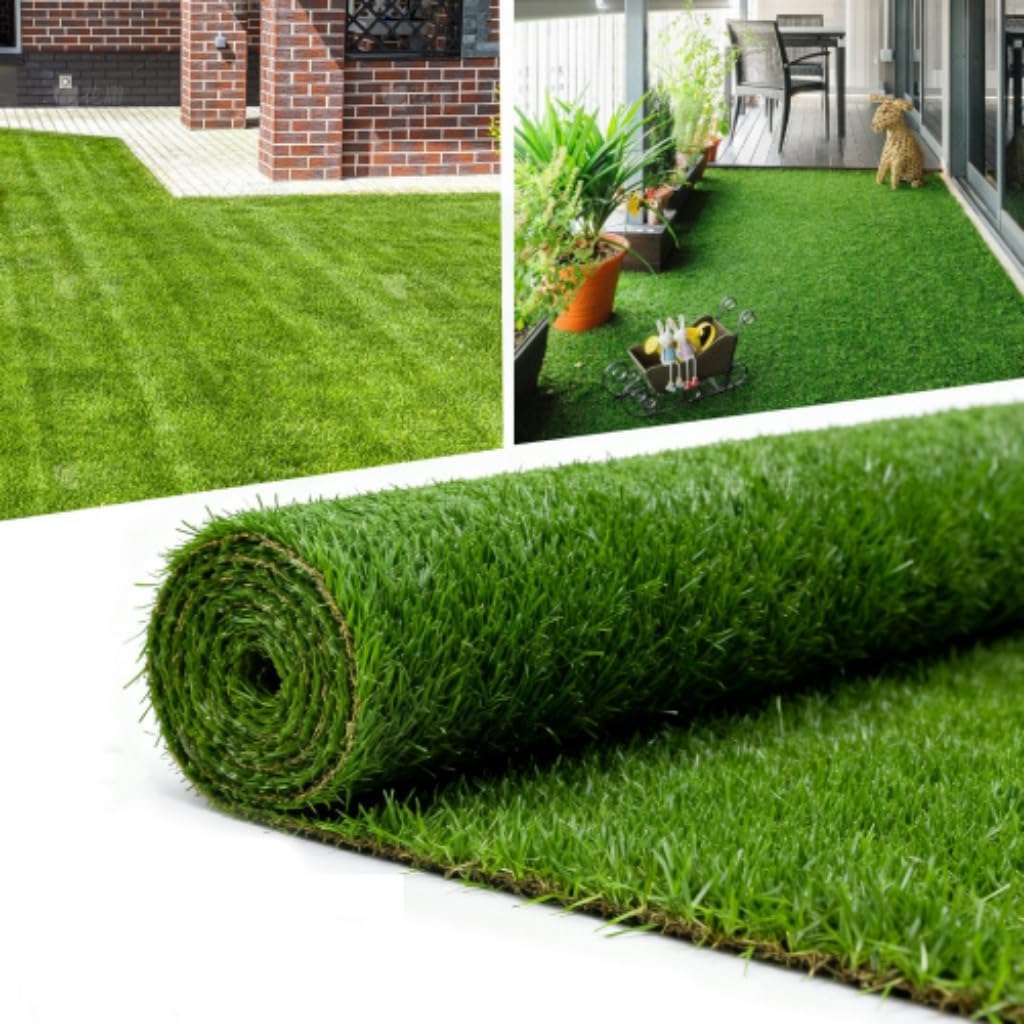 Artificial Grass, 3 x 5 Inch Fake Grass Decor, Waterproof Astro Turf with Drainage Holes — Patio & Lawn Decoration, Indoor Outdoor Rug Synthetic Grass Mat, Easy-Clean Dog Grass Mat (3 ft x 5 ft)