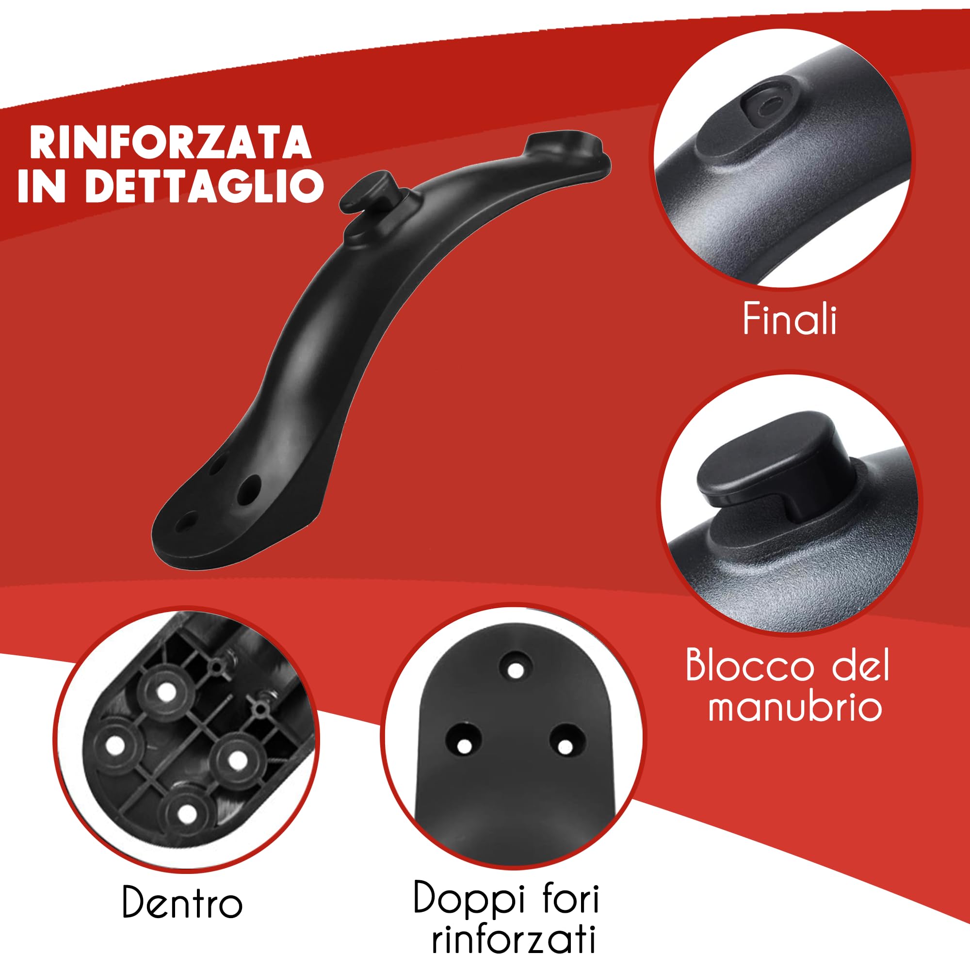 Konesky Parafango Posteriore Sostituzione Xiaomi Mijia M365 Scooter elettrico Parafango Parafango Parte di Riparazione dell'ala con Gancio (nero