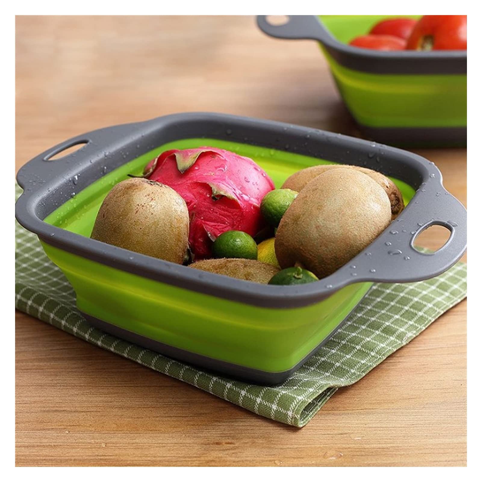 Cedzak kosz odpływ cedzak ociekacz naczyń składany sitko owoce warzywa kosz na pranie silikonowy cedzak narzędzia kuchenne sitko kuchenne (kolor: Niebieski, rozmiar: 18,5 x 24,5 cm)