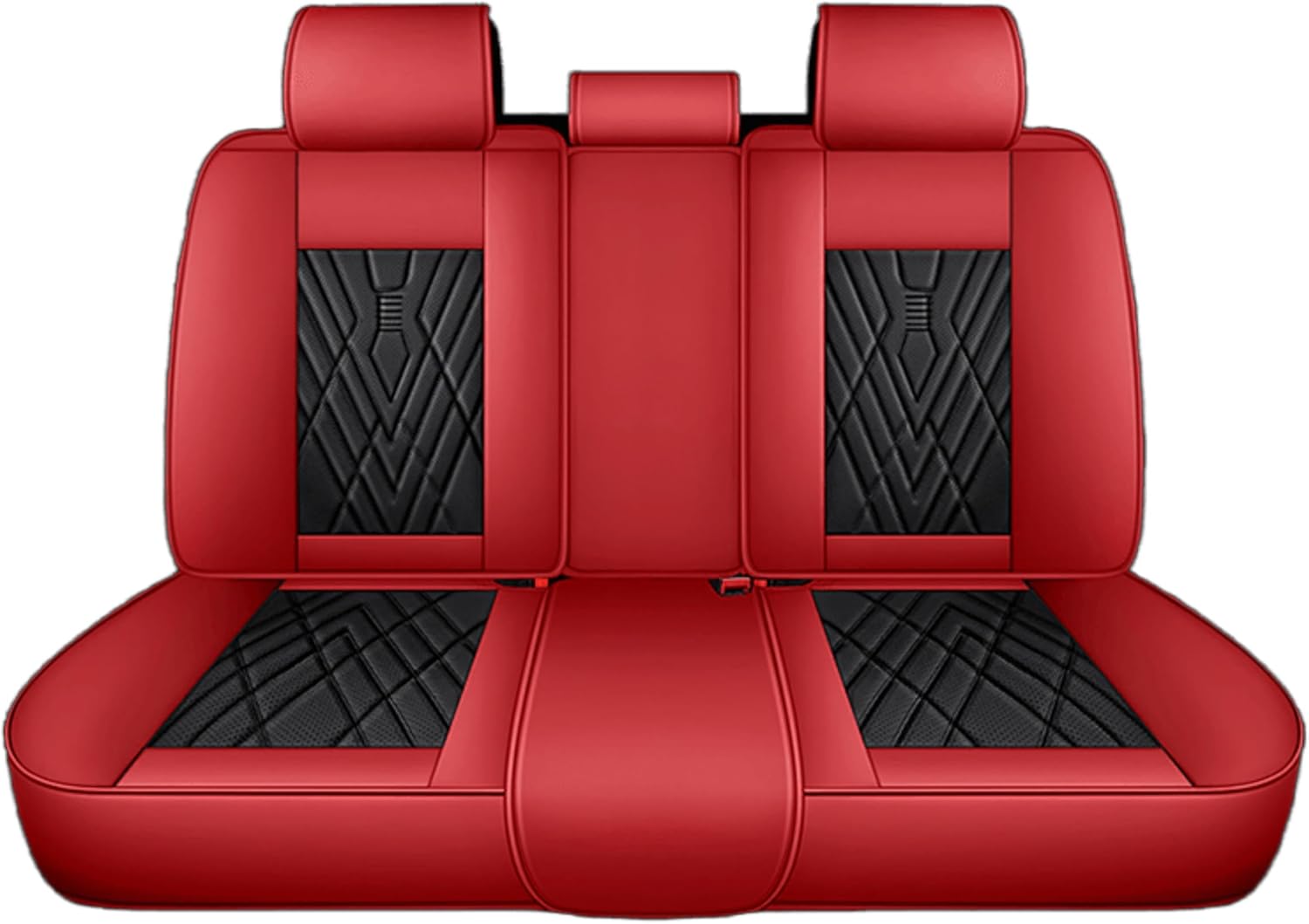 Premium PU Leatherette Car Seat Cover Set Custom Fit for Dodge Avenger 2008-2014 Water-Proof Breathable Faux Leather Seat Cushion Protectors (Full Set 5 Seats,Black Red)