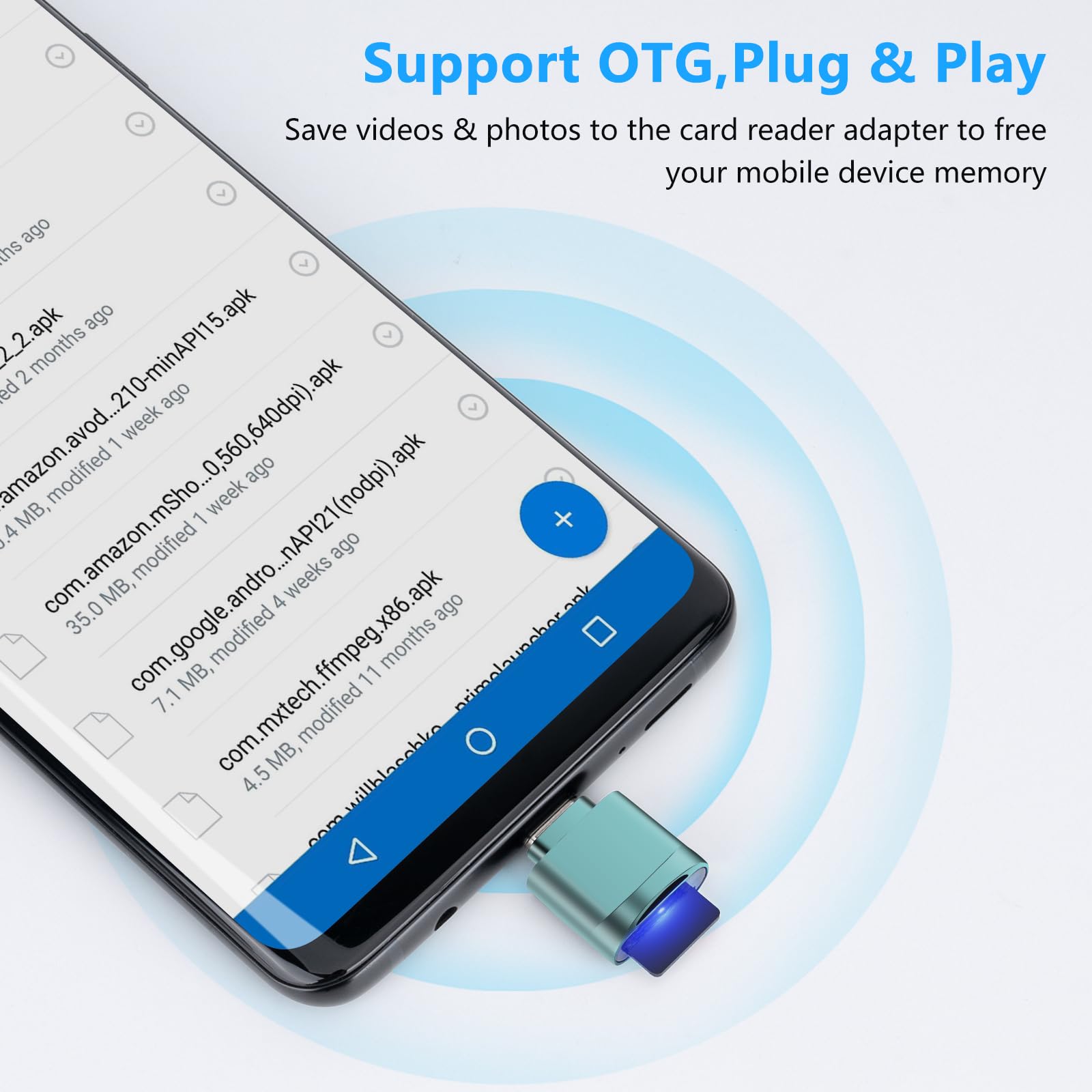 Czytnik kart TF, czytnik kart Micro SD, adapter kart pamięci TF typu C na USB adapter kompatybilny z laptopem, MacBookiem, Samsung Galaxy (niebieski)