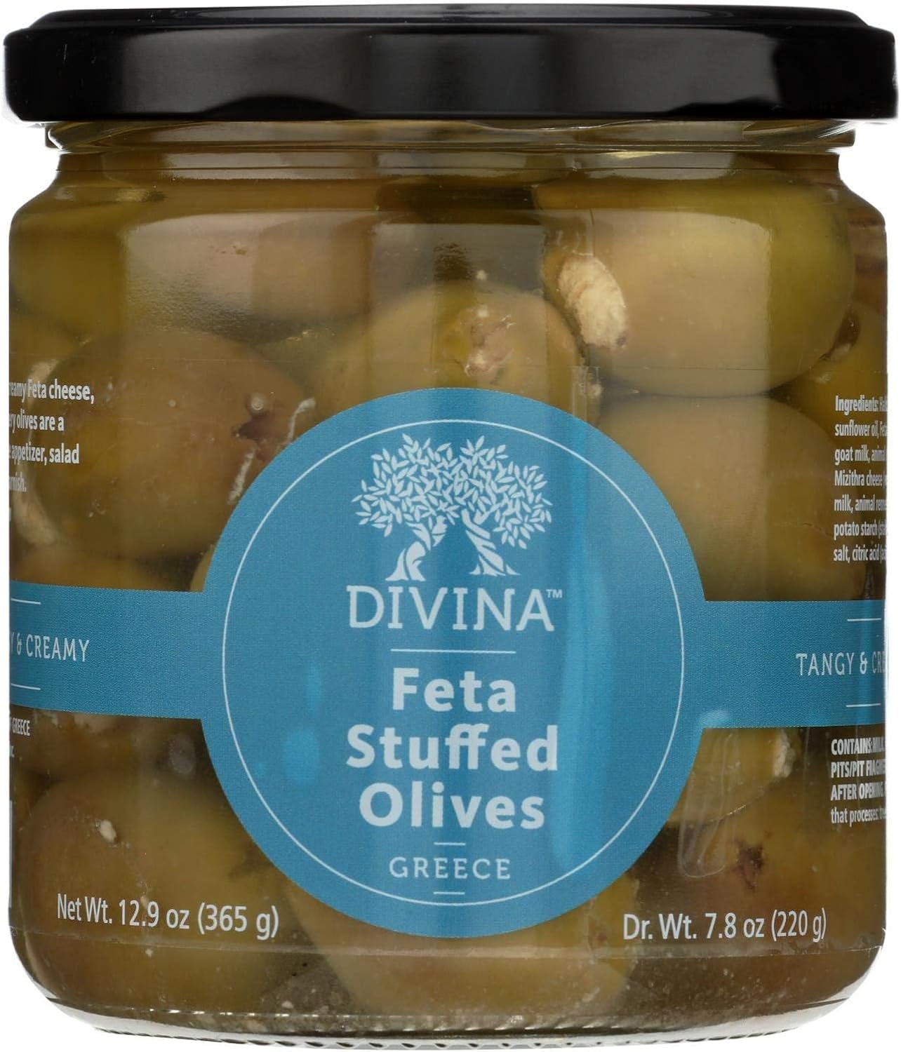 Divina Green Olives W/Feta Cheese, 7.8-Ounce (Pack of 6)