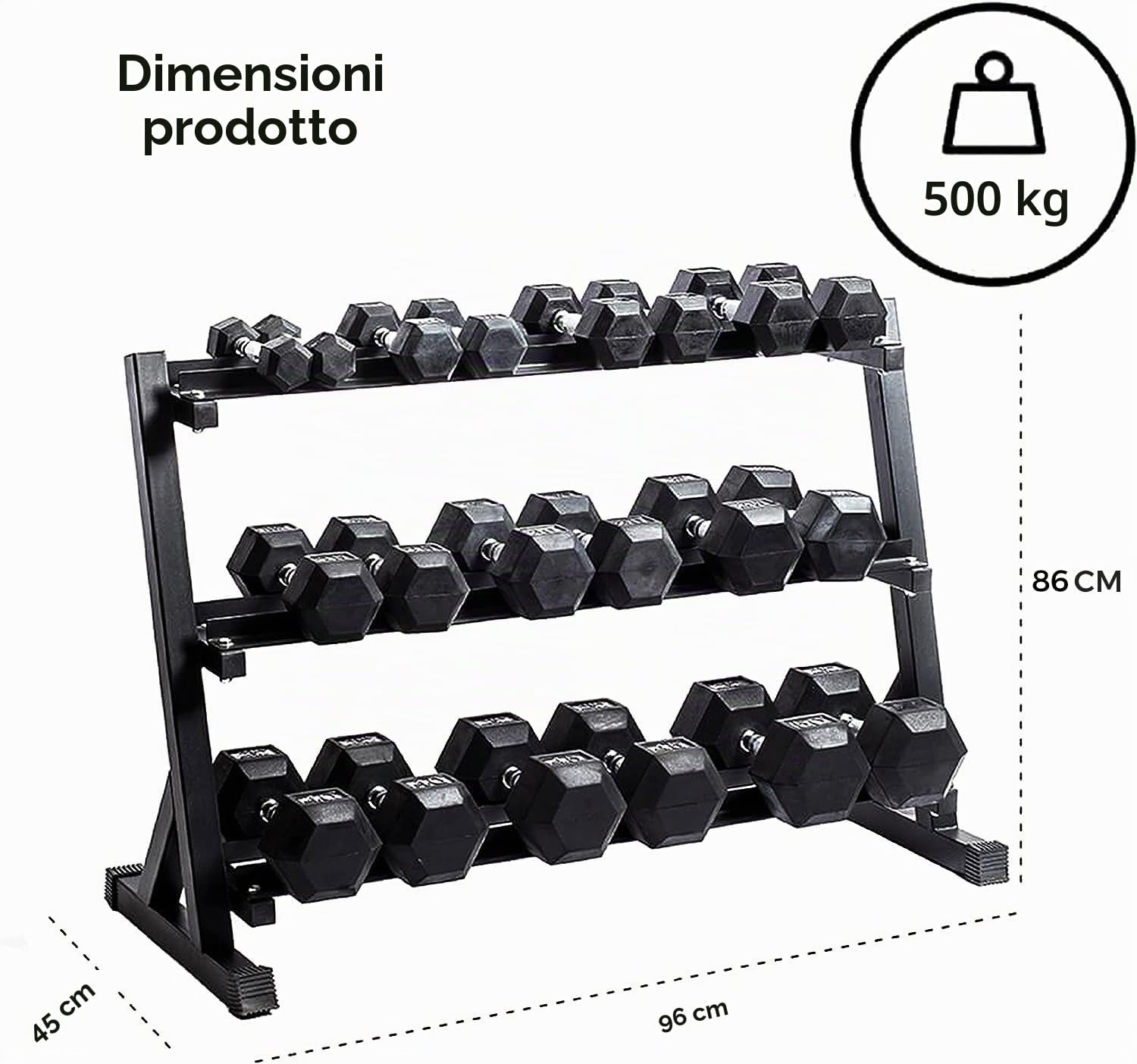 Zlinke Dumbell Rack Multilevel Weight Storage Organizer per Home Gym, peso rack per manubri, kettlebell, 1100LBS
