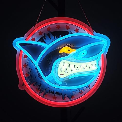 Luces de pared de neón de tiburón de 13 x 13 pulgadas para cerveza, bar, club, dormitorio, hotel, pub, cafetería, boda, regalos de fiesta de