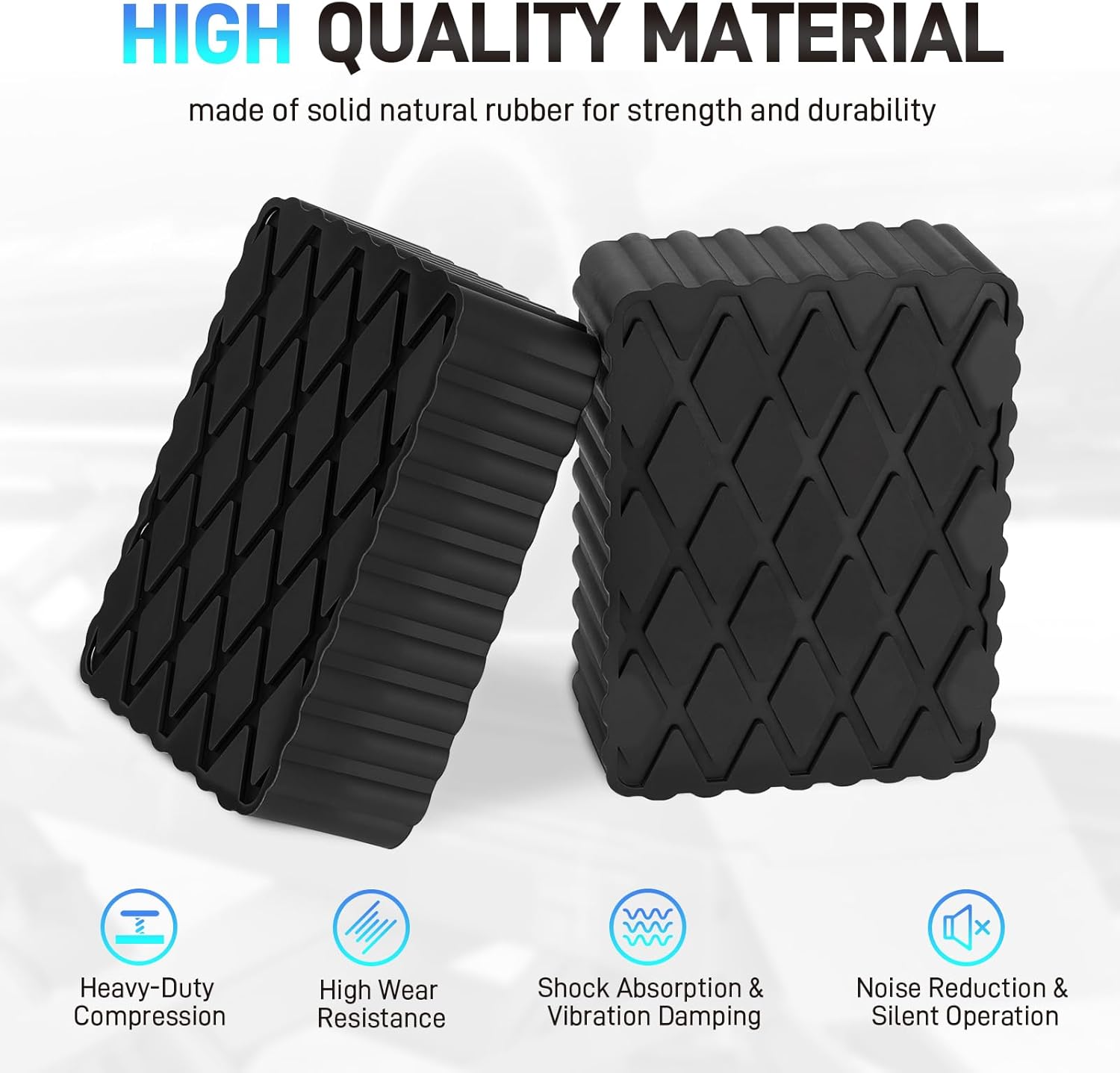 Auto Lift Pads 4pcs Anti-Skid Solid Rubber Spacer Block 6-3/8" x 4-3/4" x 2", 3000 lbs Capacity, fit for Automobile Lifts, Jacks, Racks, Compatible with Models FJ2428, BH-9756-87, FJ2440