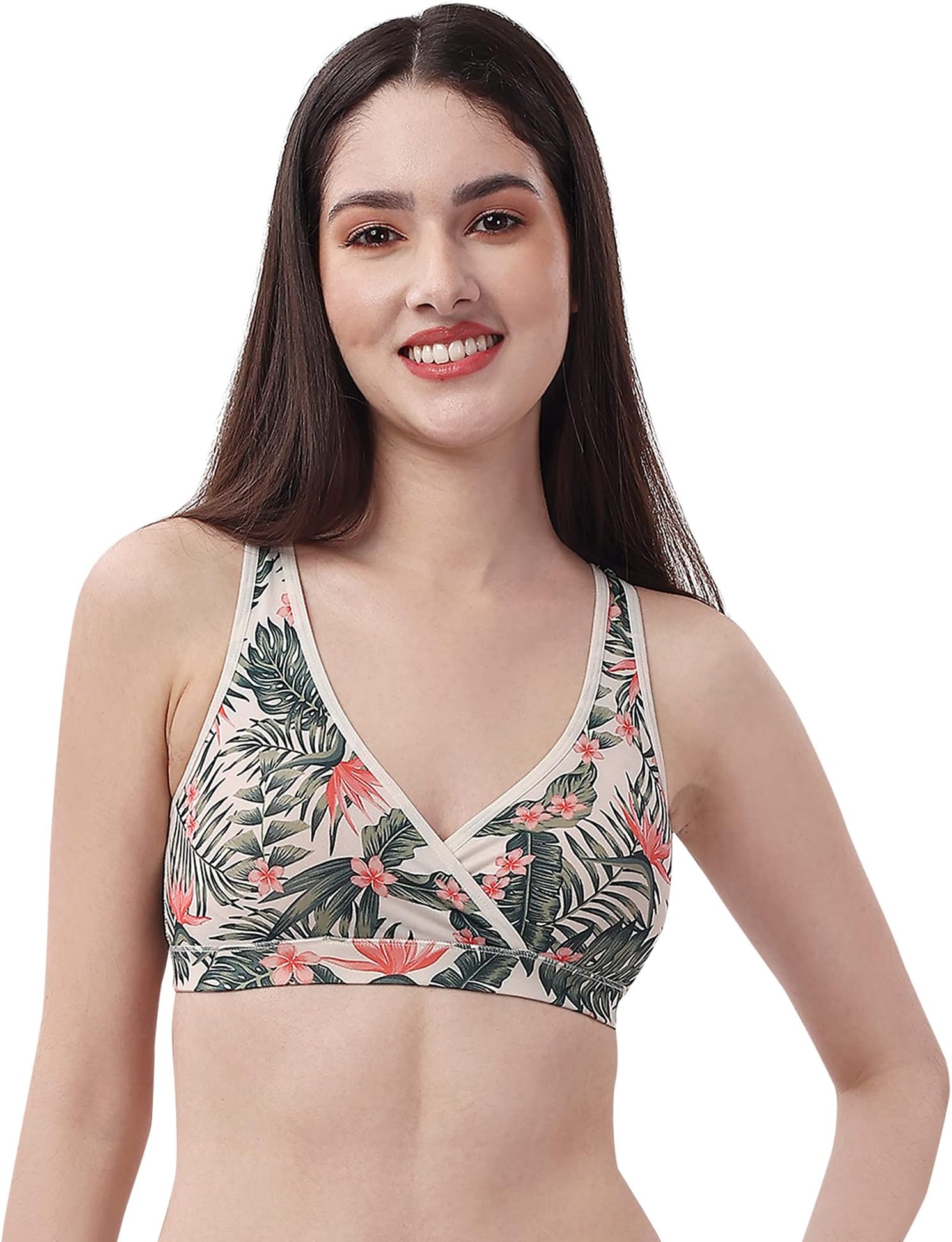 SOIENon Padded Non Wired Printed Lounge Bra with Removable Cups