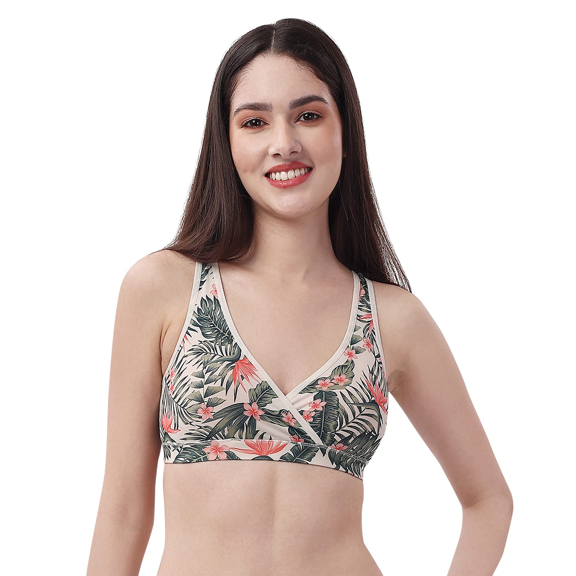 SOIENon Padded Non Wired Printed Lounge Bra with Removable Cups
