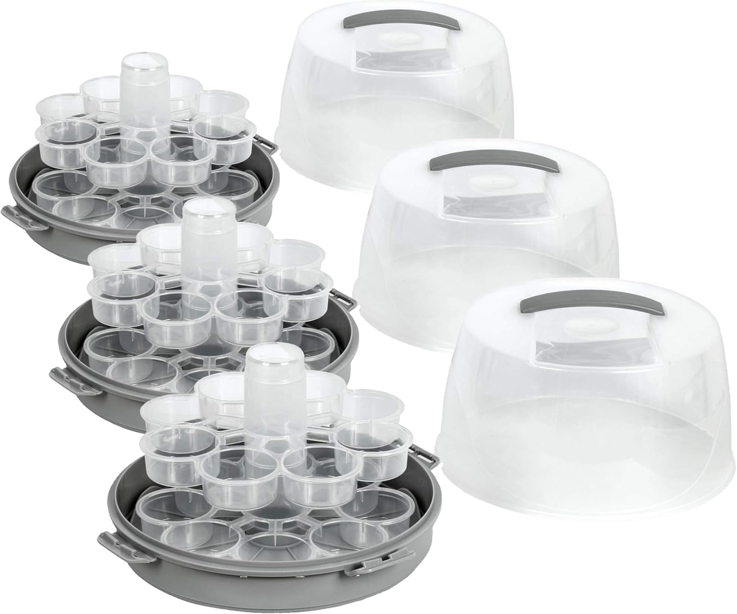SIMPLI-MAGIC 79322 2-Tier Cake Carrier Holder, Clear (Pack of 3)