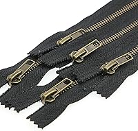 Vista 1 de Leekayer 3# Cremalleras de metal negro 9 pulgadas cierre 9.1 in cremallera de latón para coser jeans artesanías bolsa bolsillo paquete de 6
