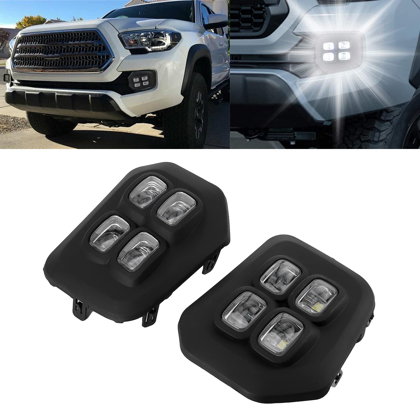 Walmeck Para świateł do Jazdy Dziennej LED Przednia Lampa DRL Pasuje do Wszystkich Modeli 16-20, z przezroczystą soczewką Projektora zapewniającą maksymalną (Światło żółte i białe dwukolorowe)