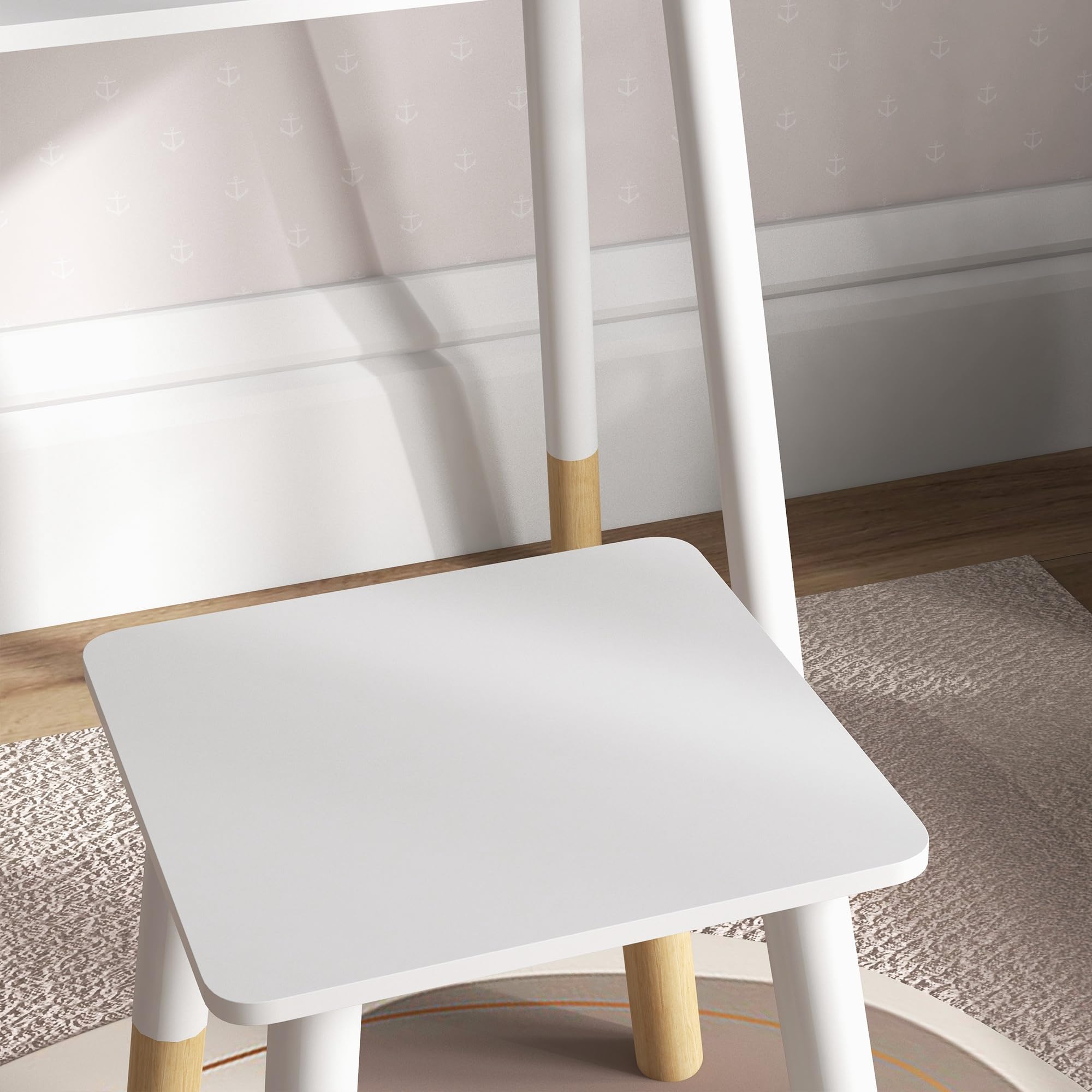 AIYAPLAY Tocador para Niñas con Taburete Tocador de Maquillaje Infantil para Niñas de +3 Años con Espejo Diseño Sencillo Blanco