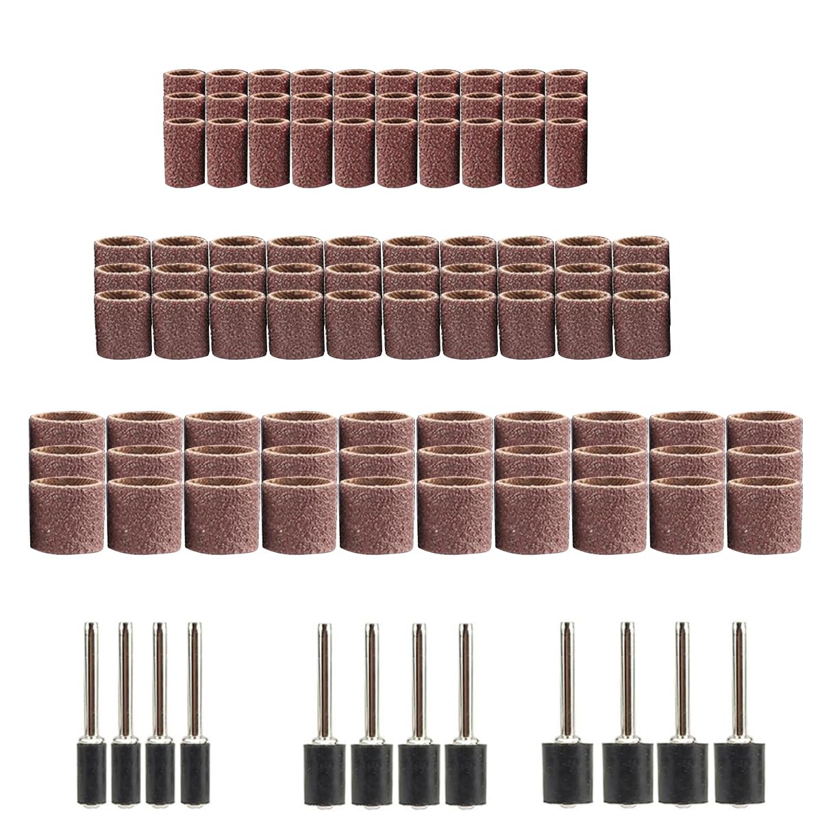 Serplex® 102pcs 80 Grit Drum Sander Sleeves and Abrasive Sleeves Kit for Shaping Smoothing Grinding - Includes 1/2 inch 3/8 inch 1/4 Sanding Drum Mandrels with Oxide Sandpaper Sanding Bands Compatibl