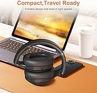 Vista 7 de F2 FM Radio auriculares inalámbricos Bluetooth 5.2 con micrófono incorporado, receptor de radio portátil auricular con cable/inalámbrico sobre