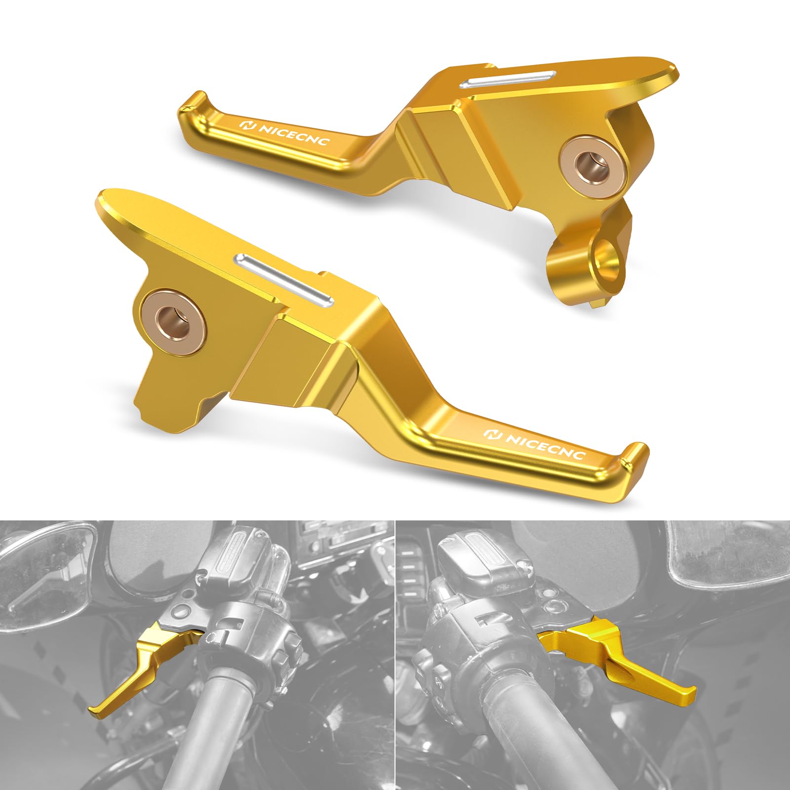 Leviers frein embrayage courts dorés pour Harley Electra Glide Police FLHTP 2018-2020