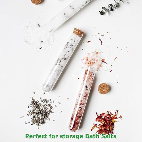 Miniatura 4 de 60 tubos de ensayo de plástico de 0.787 x 5.906 in con tapones de corcho, tubos de sal de baño transparentes de 1.2 fl oz, tubos de caramelo de