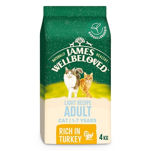 James Wellbeloved Hypoallergenic Dry Light Cat Food for Adult Cats Turkey 4 kg - Turkey - 4 kg (Pack of 1)