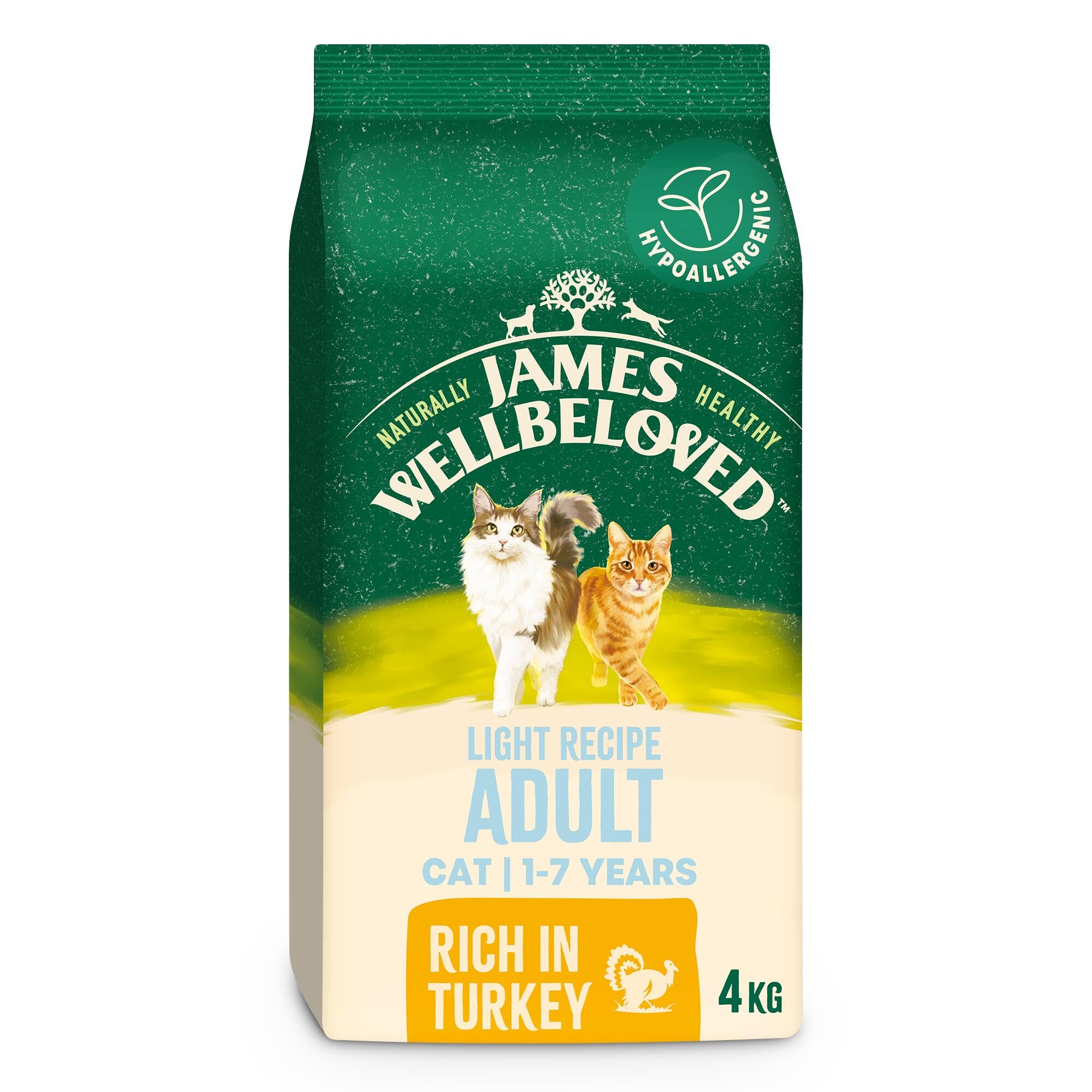 James Wellbeloved Hypoallergenic Dry Light Cat Food for Adult Cats Turkey 4 kg