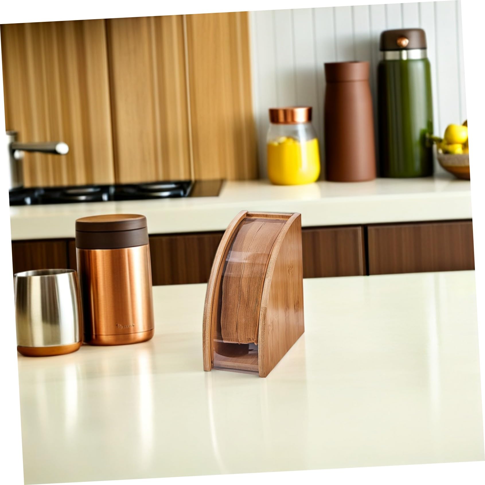 Kaffeefilter Organizer aus Holz Robuster Filterpapier Halter mit Großem Fassungsvermögen für Übersichtliche Aufbewahrung Freistehendes Design für Einfachen Zugriff Kaffeefilter