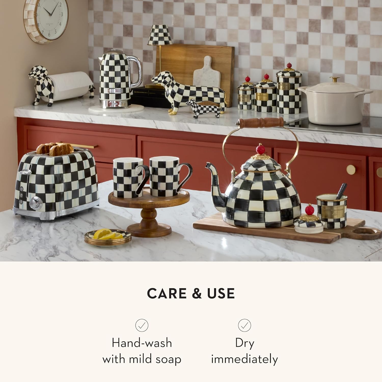 MACKENZIE-CHILDS Porcelain Mug, Tea and Coffee Mug, Black-and-White Courtly Check - Image 5