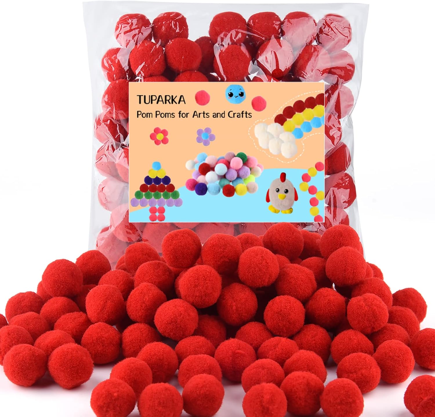 TUPARKA 100 Pcs Red Pom Poms 1 Inch Craft Pompoms Balls for Art Crafts DIY Projects
