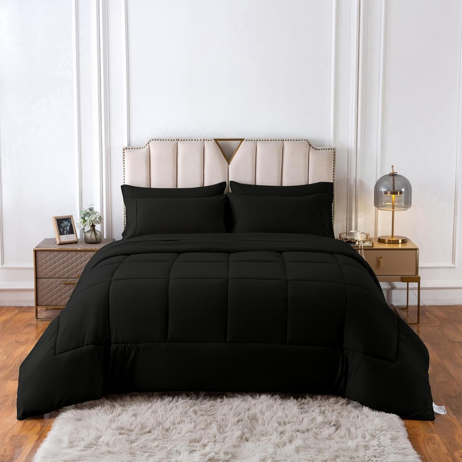 JOOKI Reversible Comforters Queen Size Sets 7 Piece,Plaid