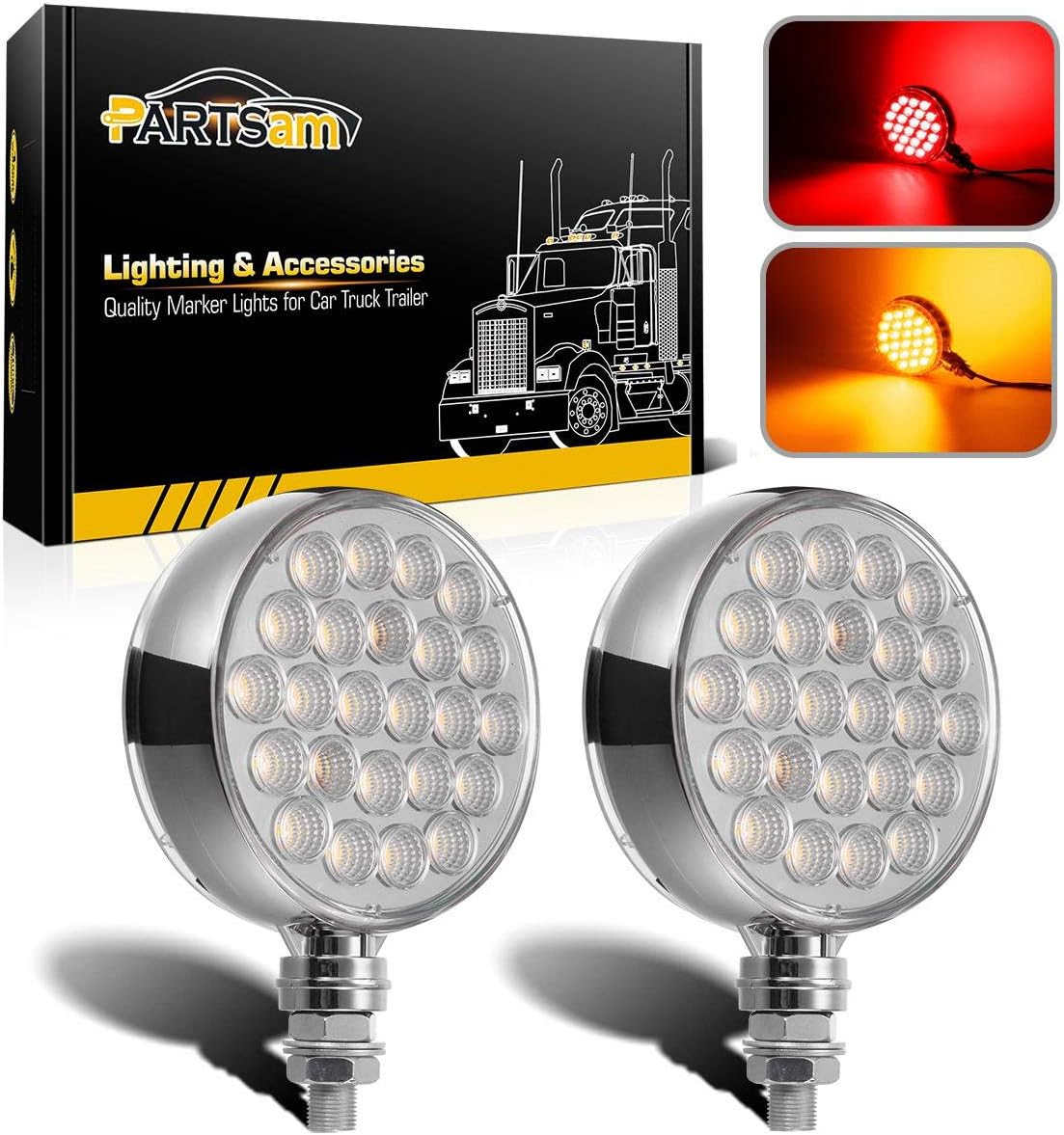 2X Round 48 Double LED Face Turn Signal Fender Pedestal Side - Foto 9