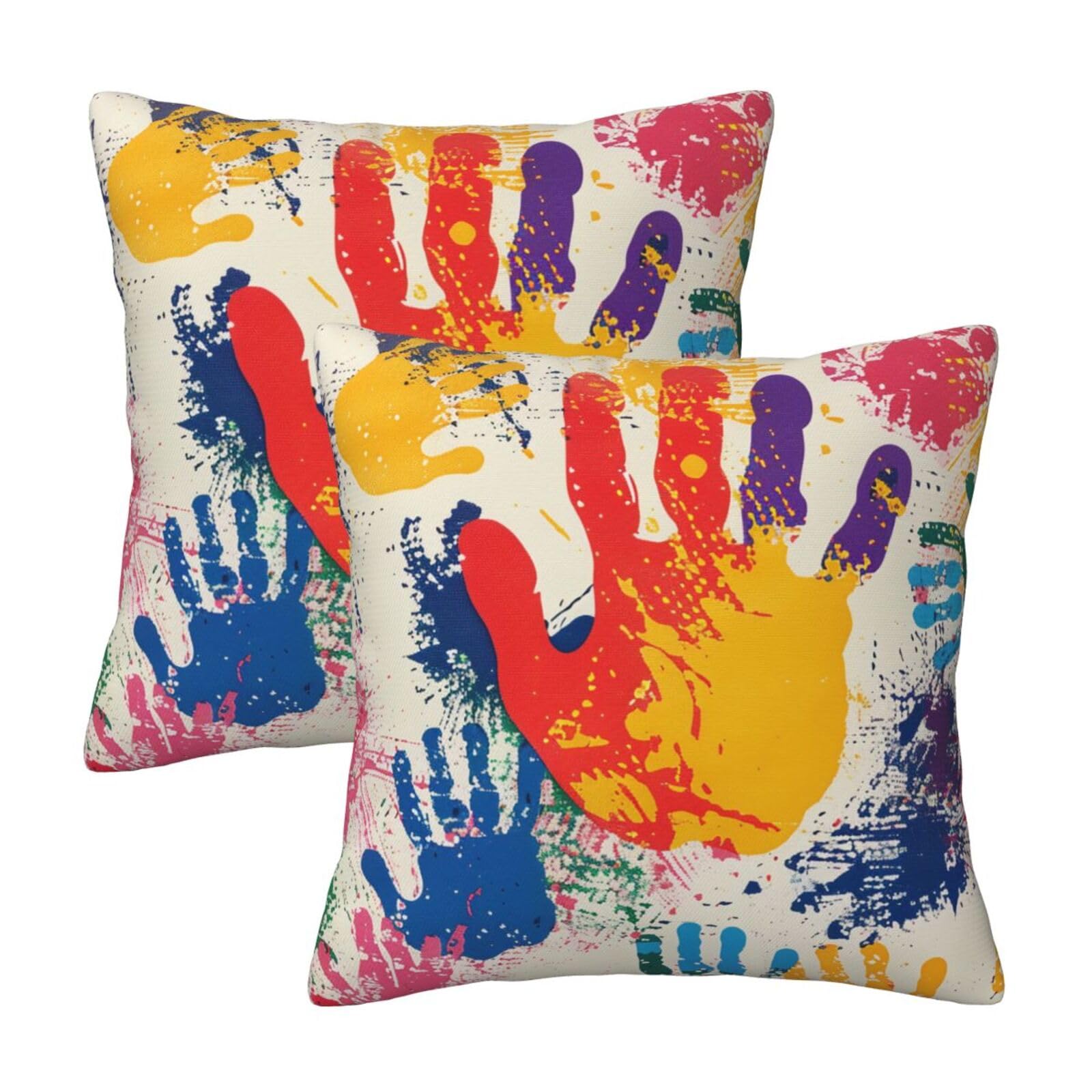 kkvhhyuo Hand Print Print Pillow Covers Set of 2, Square Decorative Cushion Covers with Hidden Zipper, Throw Pillow Cases for Living Room Sofa Bed Chair, 50x50 cm