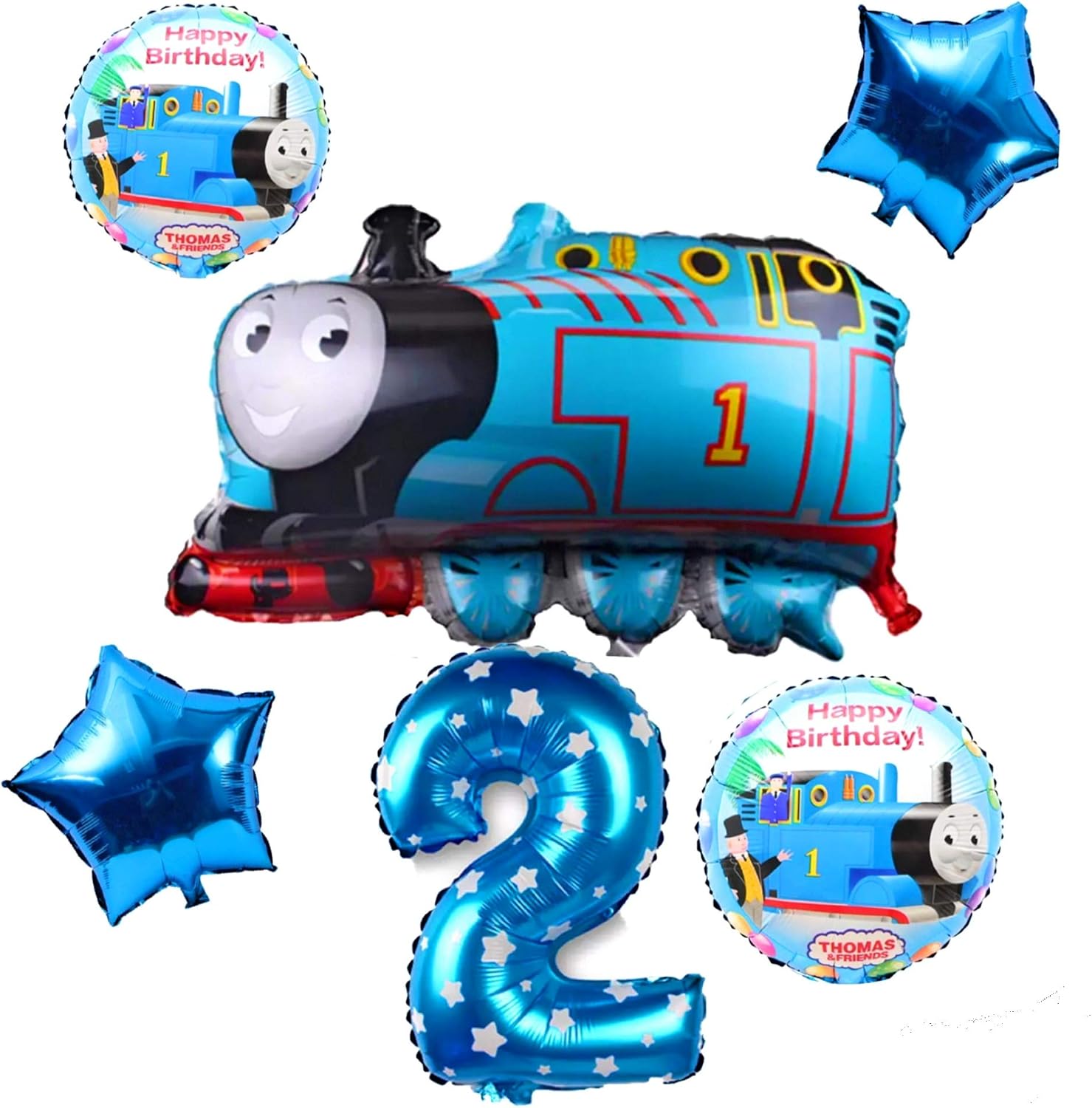 Amazon トーマス バルーン トーマス エンジン ２歳 Star お誕生日 バルーン 6点 セット トーマス フレンズ キャラクター 風船 男の子 女の子 プレゼント 風船 バルーン おもちゃ