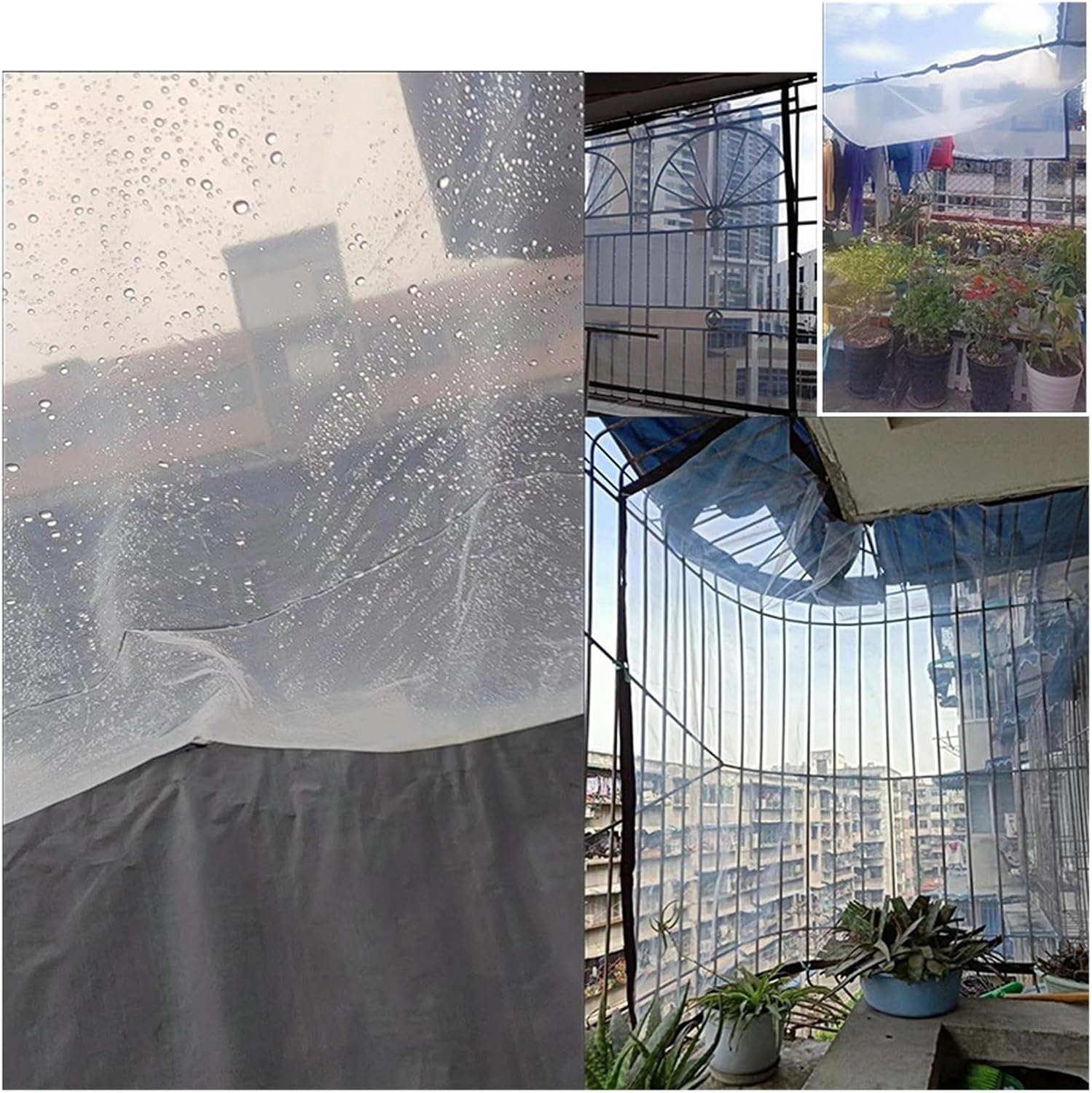 Transparent Tarpaulin Waterproof Tarp Clear Plant Cover Garden Camping Tent(3x3m)