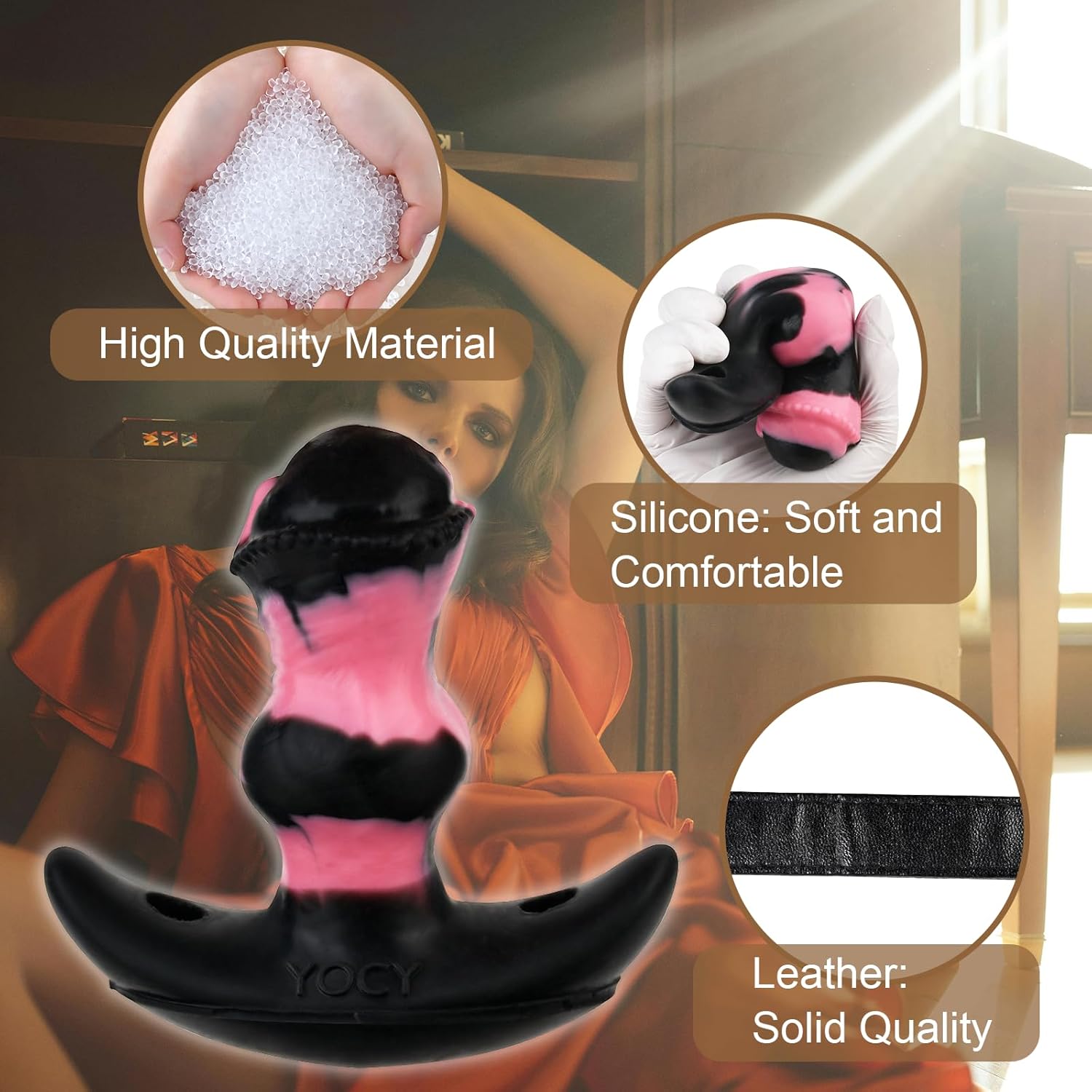 Silicone Dildo Gag with Adjustable Strap Realistic Open Mouth Penis Gags for Restraints Adult Couple BDSM Sex Toys (L)