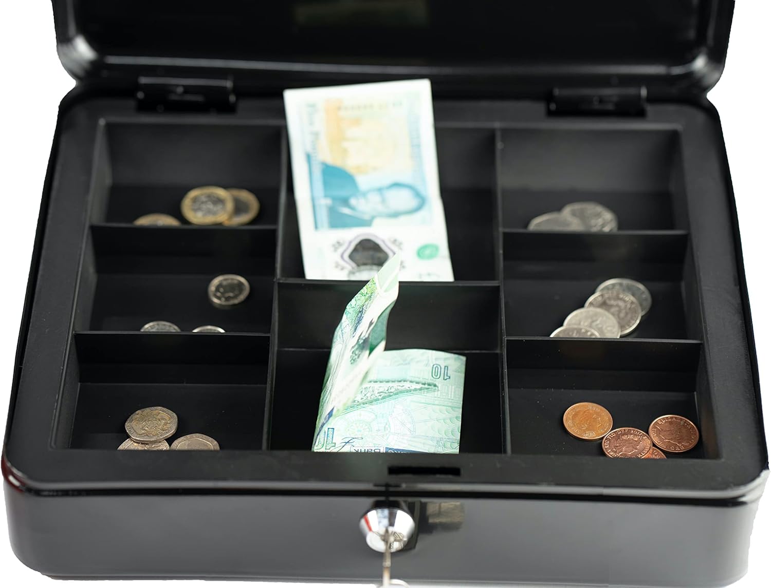 Hyfive 12" Black Steel Petty Cash Box Money Holder Security Safe With Keys