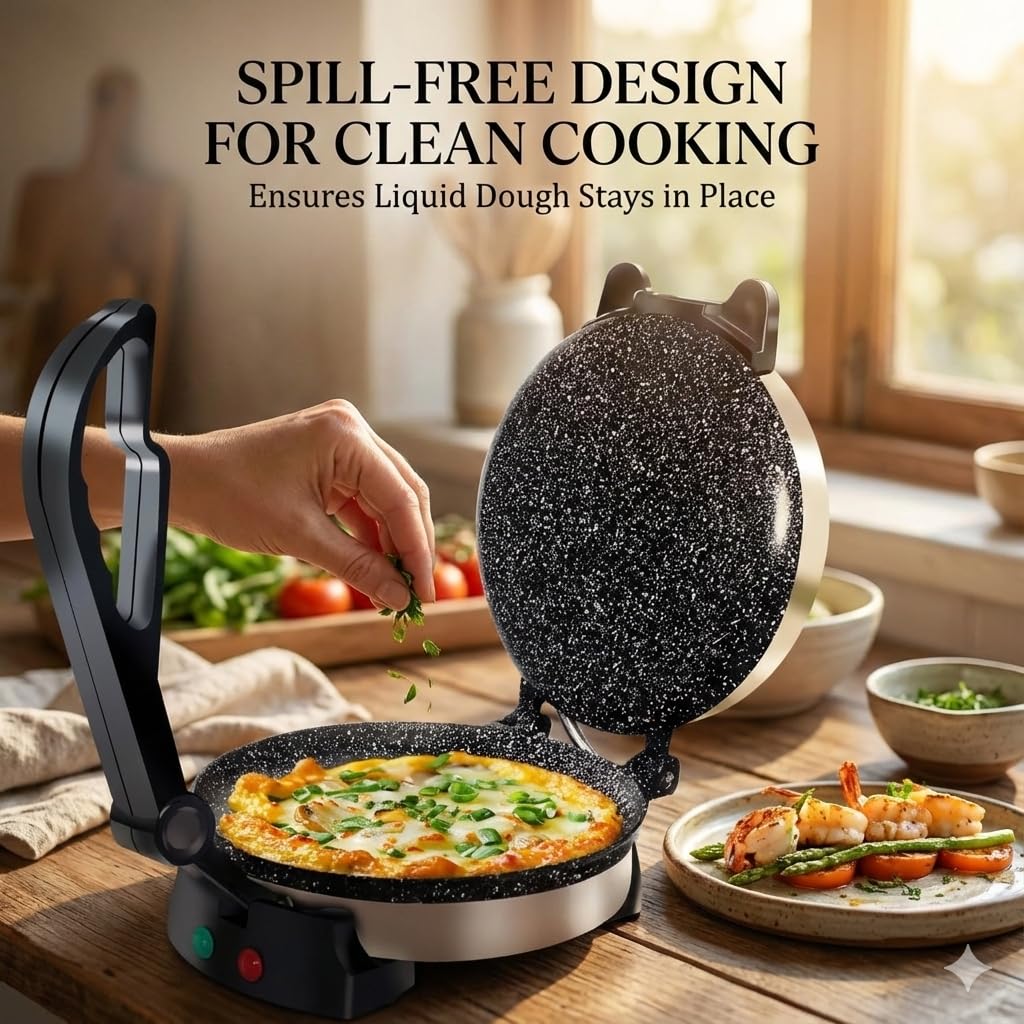 ISILER Roti Maker 950W Electric Multi Maker Automatic with 8.5 Inch Cooking Plate Non-Stick Coating Cool Touch Handle Fast Heating I 1 Year Warranty — Amazon image 3