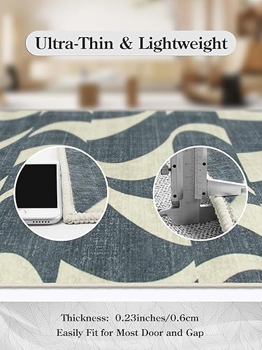 Miniatura 5 de Lahome Alfombra abstracta de 5 x 7 pies, suave, de pelo bajo, antideslizante, para oficina, con remolino retro, para interiores, lavable para