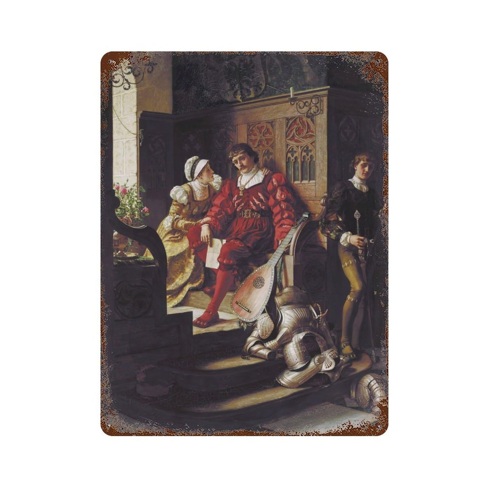 Duty by Edmund Leighton Retro Metal Sign 15.7"x11.8", Vintage Wall Decor for Garage, Pub Or Kitchen