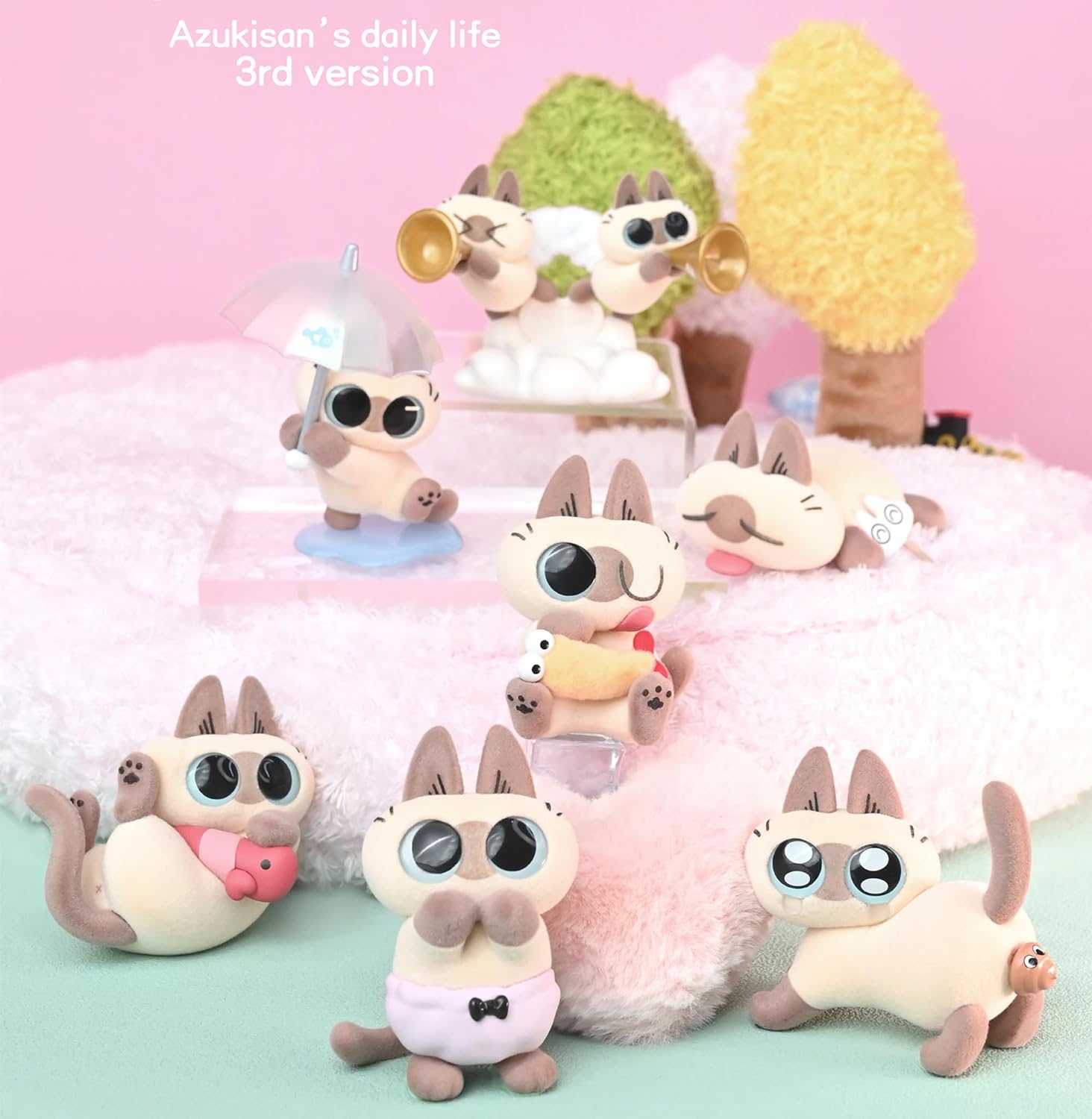 Nobeko Azukican Azukisan Cat Daily Life Series 3 Blind Box Figures, 1 Piece Random Art, Cute Collectibles, Ornament, Birthday Gift