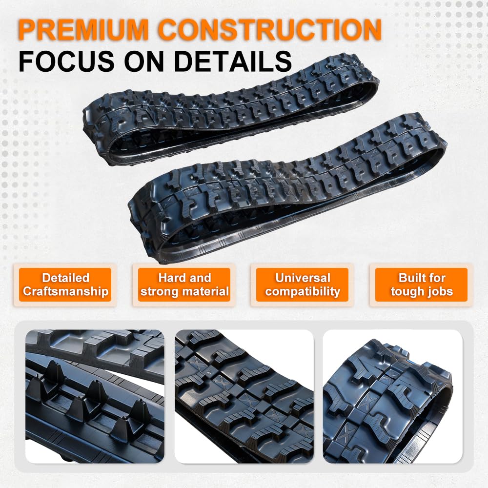 Cadena de goma 180 x 72 x 37 para mini excavadora 1T (2 unidades) cadena de repuesto reforzada | Compatible con Kubota Takeuchi Bobcat | resistente al desgaste y duradero | fuerte tracción para construcción y terreno