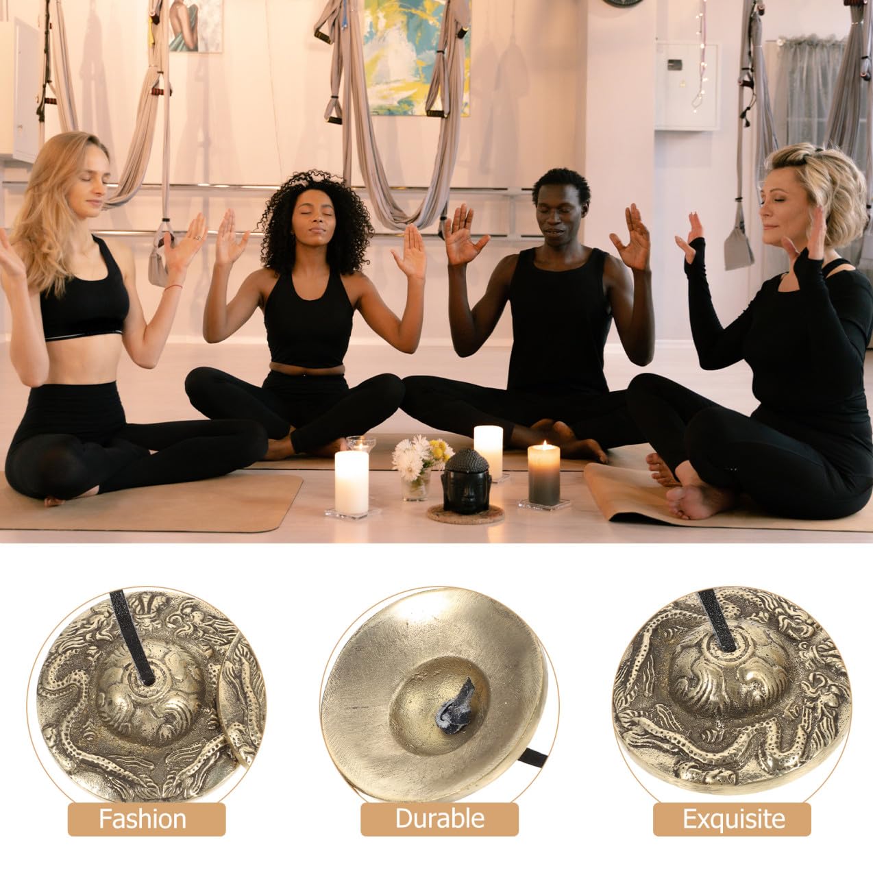 ifundom 2pezzi Bell Percussion Instrument Rame Per Meditazione e Yoga Campana Manico Con Suoni Armonici Per Relax e Cerimonie Spirituali Strumento Musicale Per Percussioni e Decorazioni