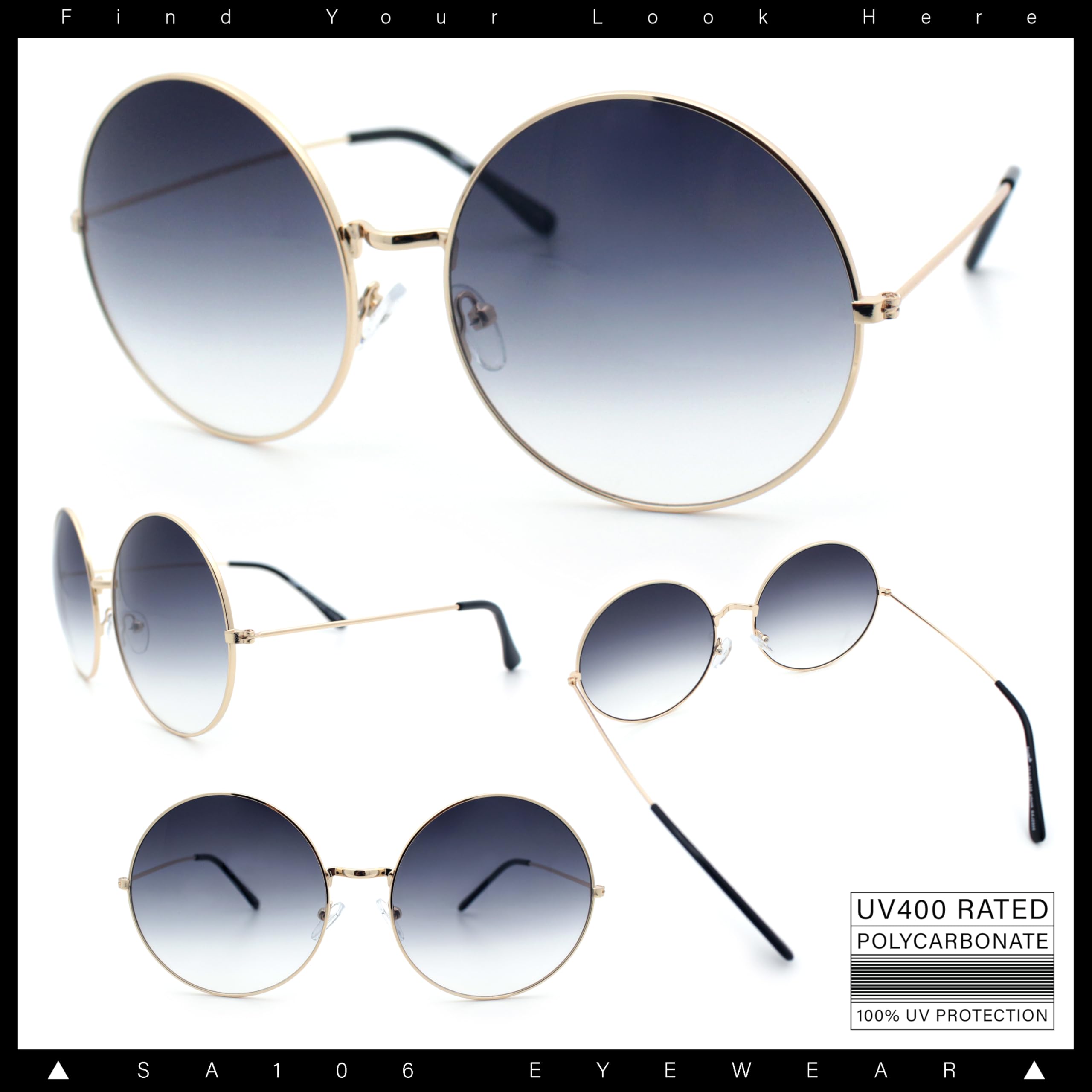 Klassische Übergröße Joplin Stil Hippie Runde Runde Linse Sonnenbrille