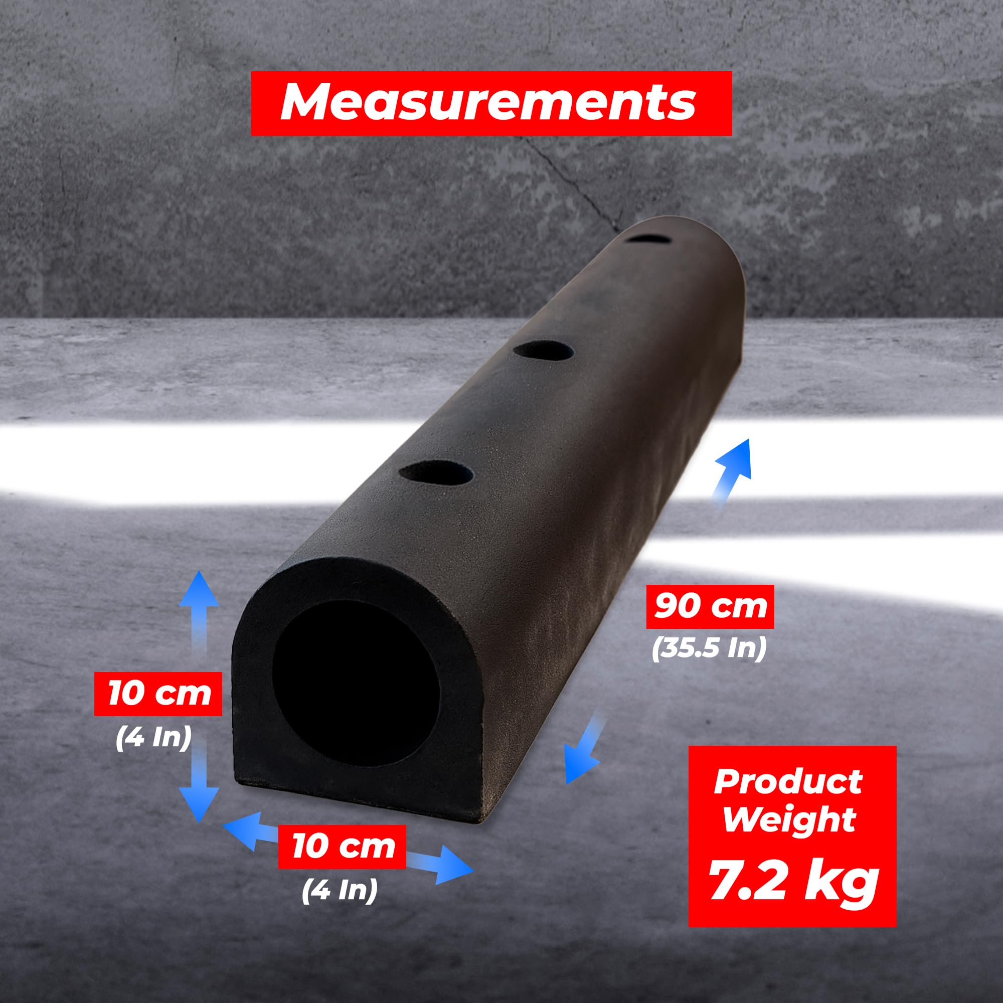 Paraurti pesante nero da parete in gomma ad alto impatto Berry 90 cm tipo D