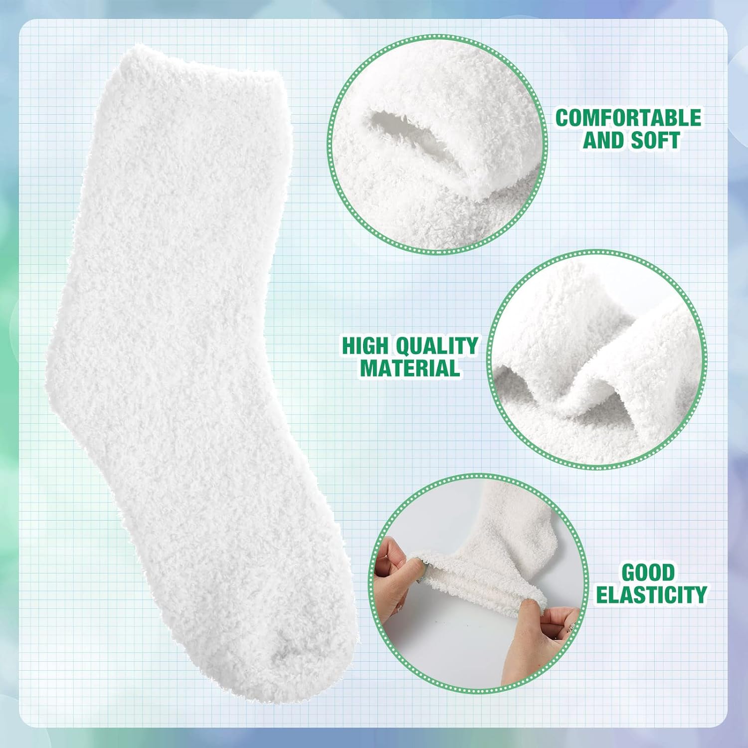 Weewooday 20 Pairs Fuzzy Socks Bulk Fluffy Cozy Slipper Warm Soft Winter Sleeping Socks for Men Women Christmas Gifts Home, White - Image 4