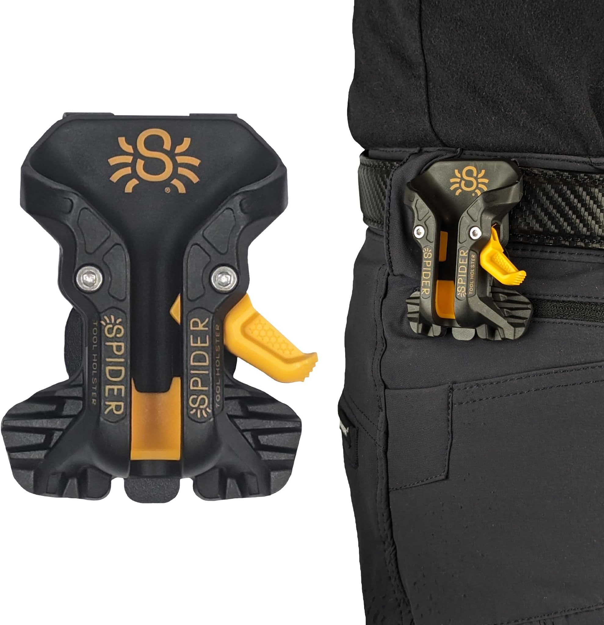 Spider Pro Tool Holster Only - Upgraded, Self Locking, Quick Draw Universal Tool Holder with Ambidextrous Thumb Lock - Clips onto Any Belt