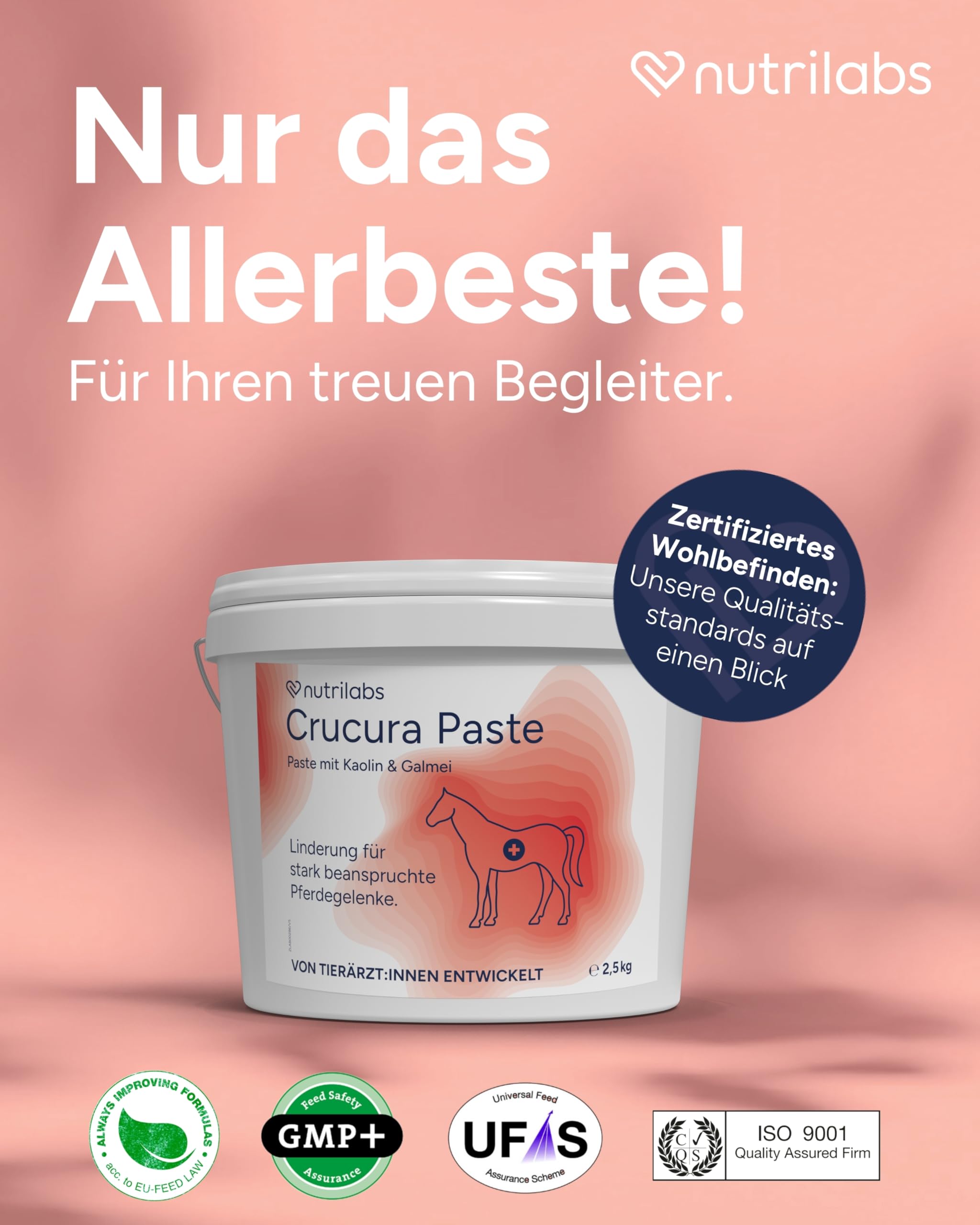 NutriLabs Crucura Gelenk-Paste für Pferde 2,5 kg - mit Bentonit, Kaolin & Galmei - Pferde Gelenkcreme - Creme für Gelenke - Gelenknahrung für Pferde
