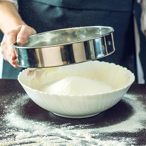 Miniatura 5 de Tamiz de harina de acero inoxidable de malla fina de 11.8 pulgadas, 60 mallas redondas de malla para hornear pan y pasteles